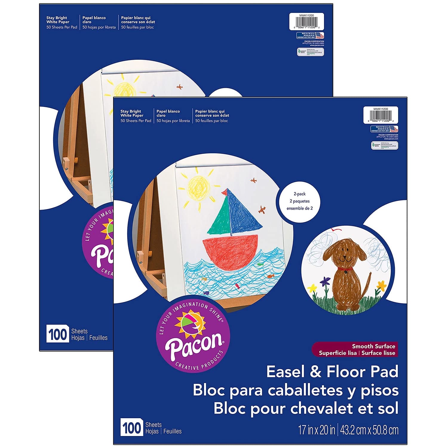 Pacon® Easel Pad, 17" x 20", White, 2 Per Pack, 2 Packs