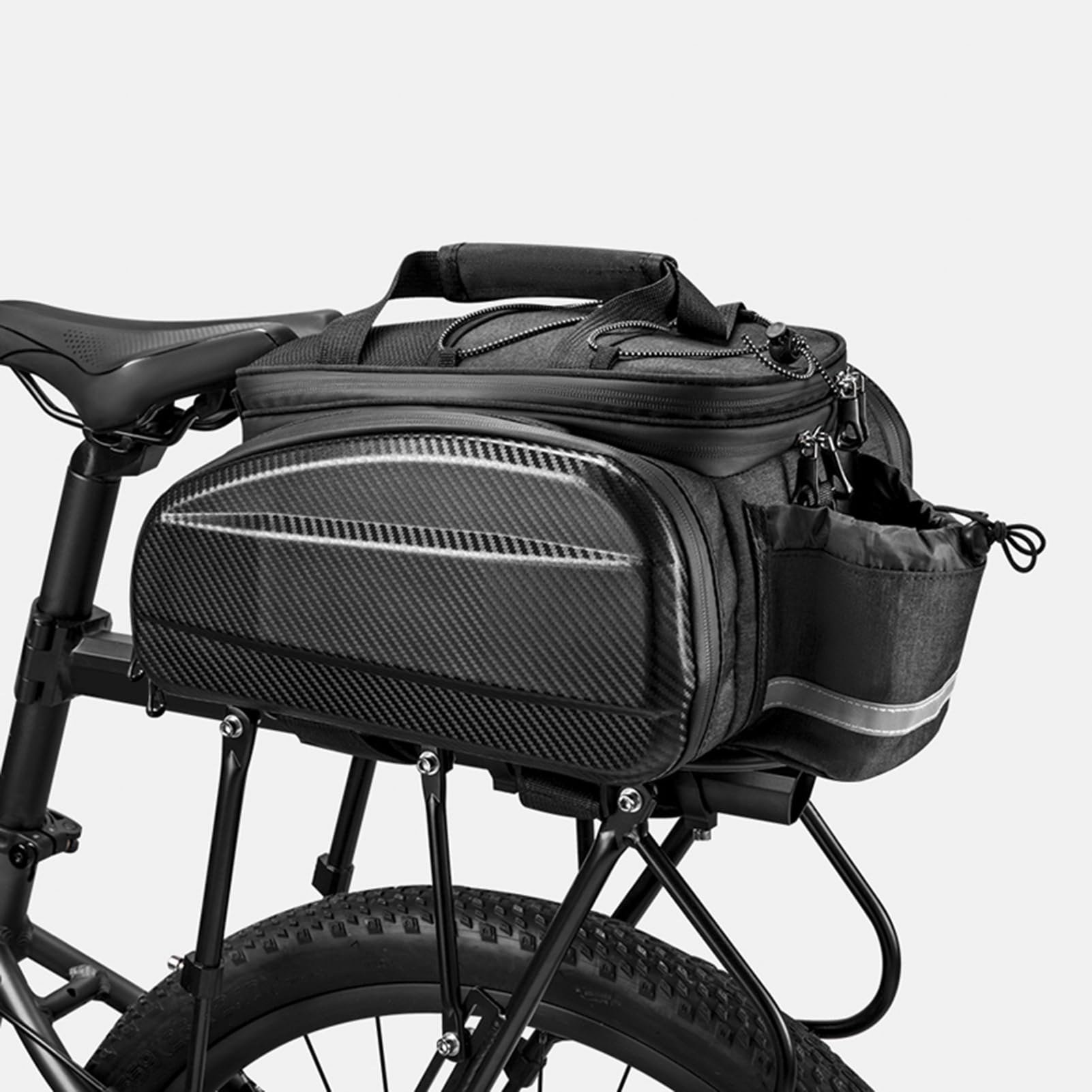 Borsa da bici per portapacchi posteriore Borsa da sella per bicicletta per mountain bike e viaggi - Portaoggetti per ciclismo di grande capacità non espandibile da 11 litri con (Nero 31L