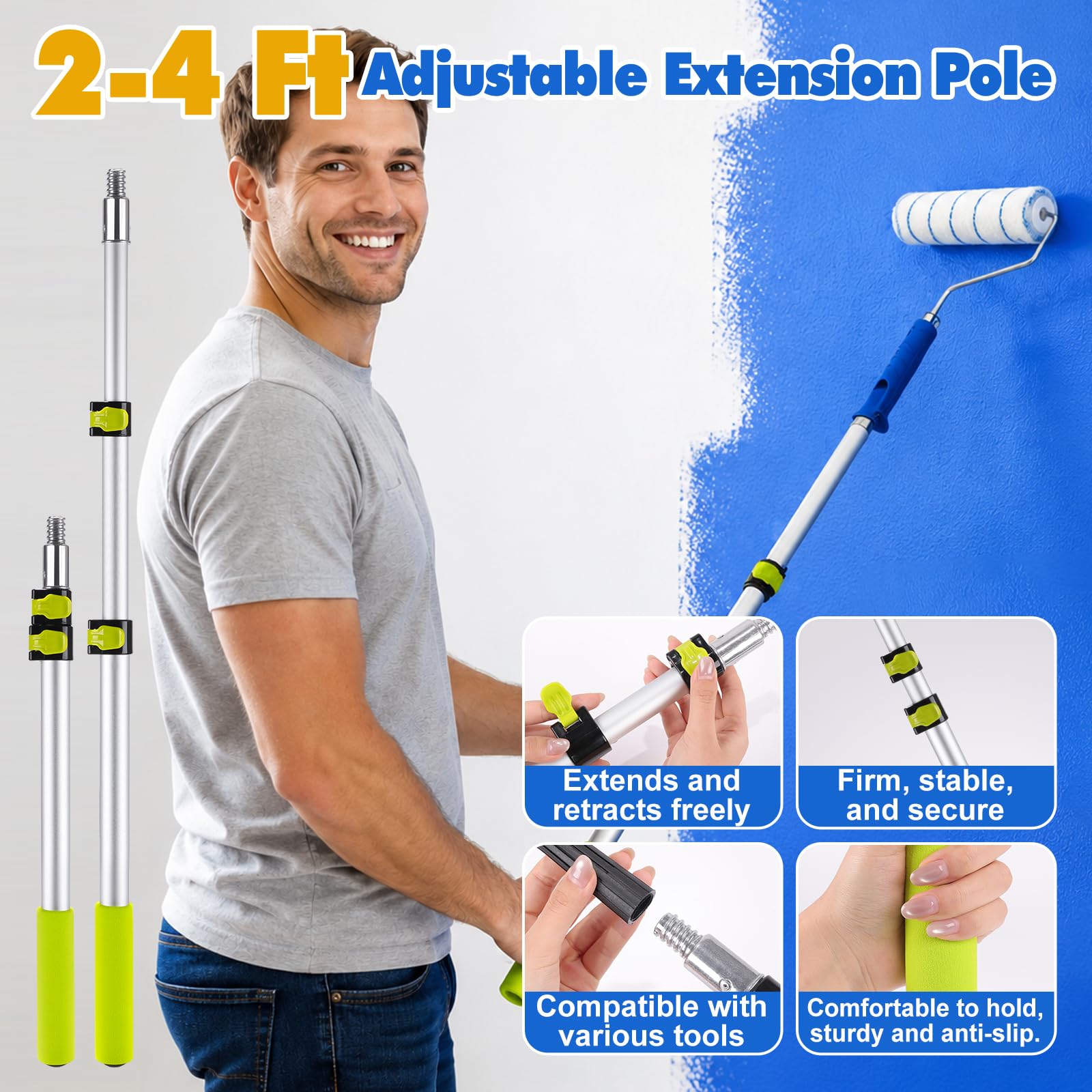 Kit de 41 rouleaux de peinture avec manche d'extension et sac de rangement
