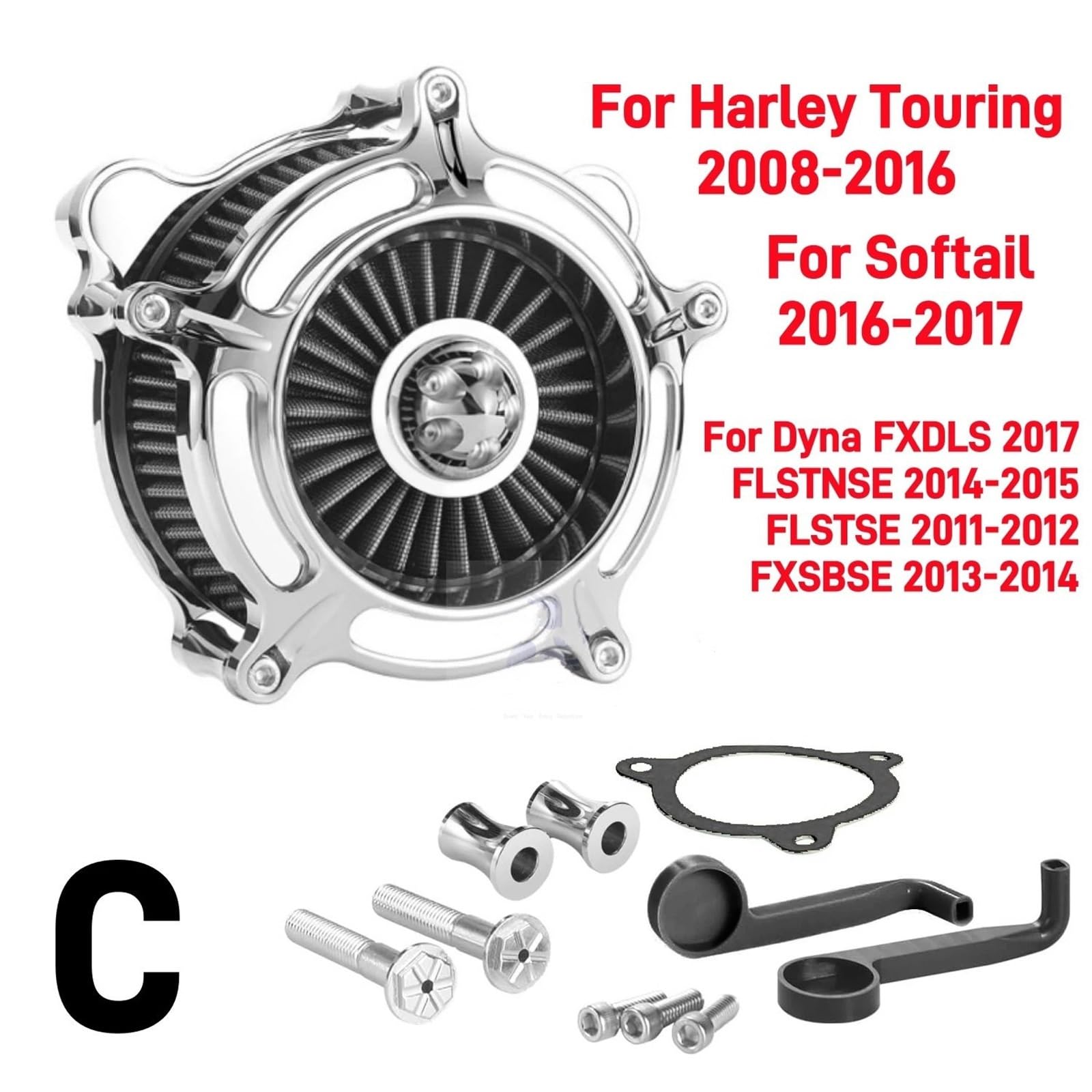 Sport Filtro Aria Filtro dell'aria di aspirazione per moto, adatto per Harley Davidson Sportster 1200 883 Touring Street Bob Heritage Filtri aria di ricambio(Set C)