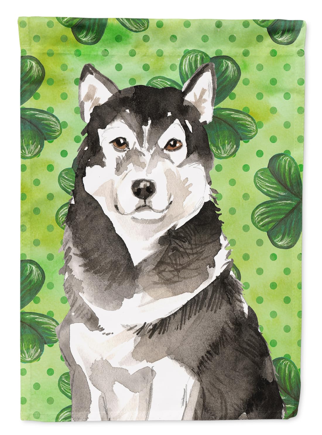 Drapeau de jardin Alaskan Malamute trèfles 30x45cm multicolore