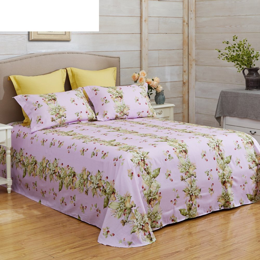 Draps de satin coton imprimé 245x245cm feuilles simples doubles