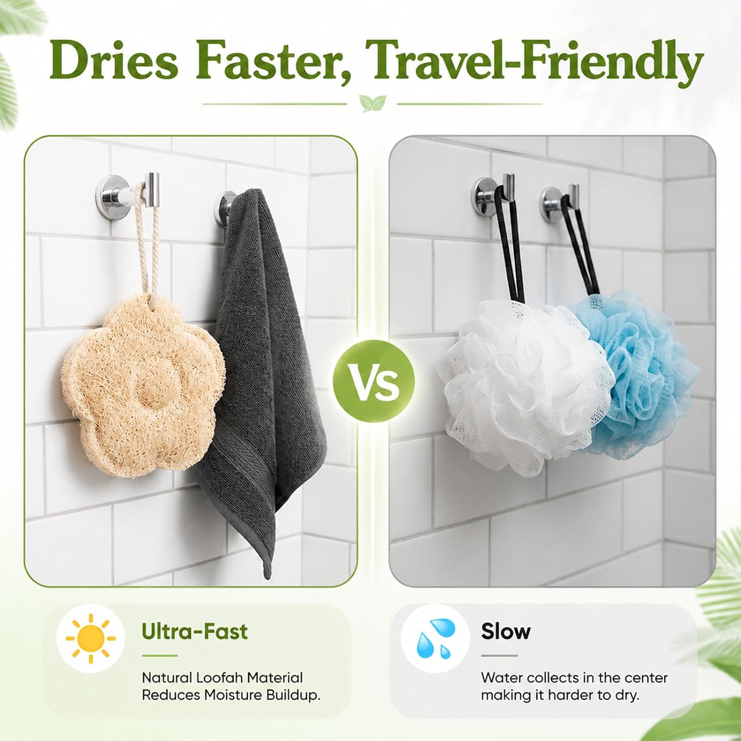 2PCS Travel Loofah Mini Natural Loofah Sponge with 2 Storage Bag