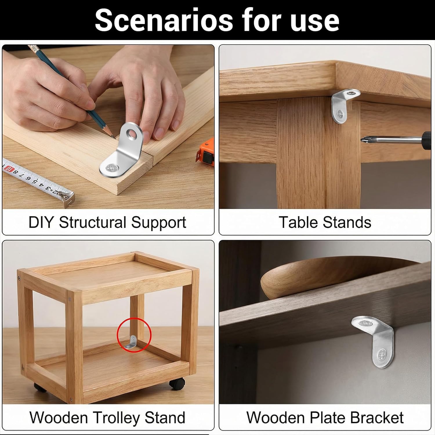 20 Pcs Stainless Steel L Brackets for Shelves, 2.5*2.5*1.6 cm Small Angle Brackets, 90 Degree Corner Brace with 40 Pcs Screws, L Shape Bracket for Shelves Furniture Cabinet Desk