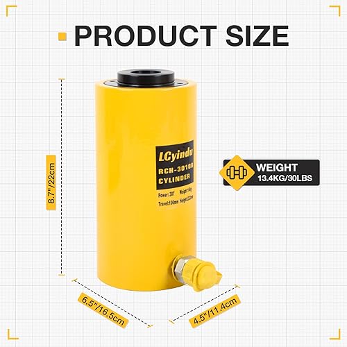 Miniatura 9 de 60T Hidráulico Jack Ram 2" Stroke Hollow Single Acting Hydraulic Ram Cilindro Hidráulico Elevación Jack Portátil para Maquinaria, Puente, RCH-6050