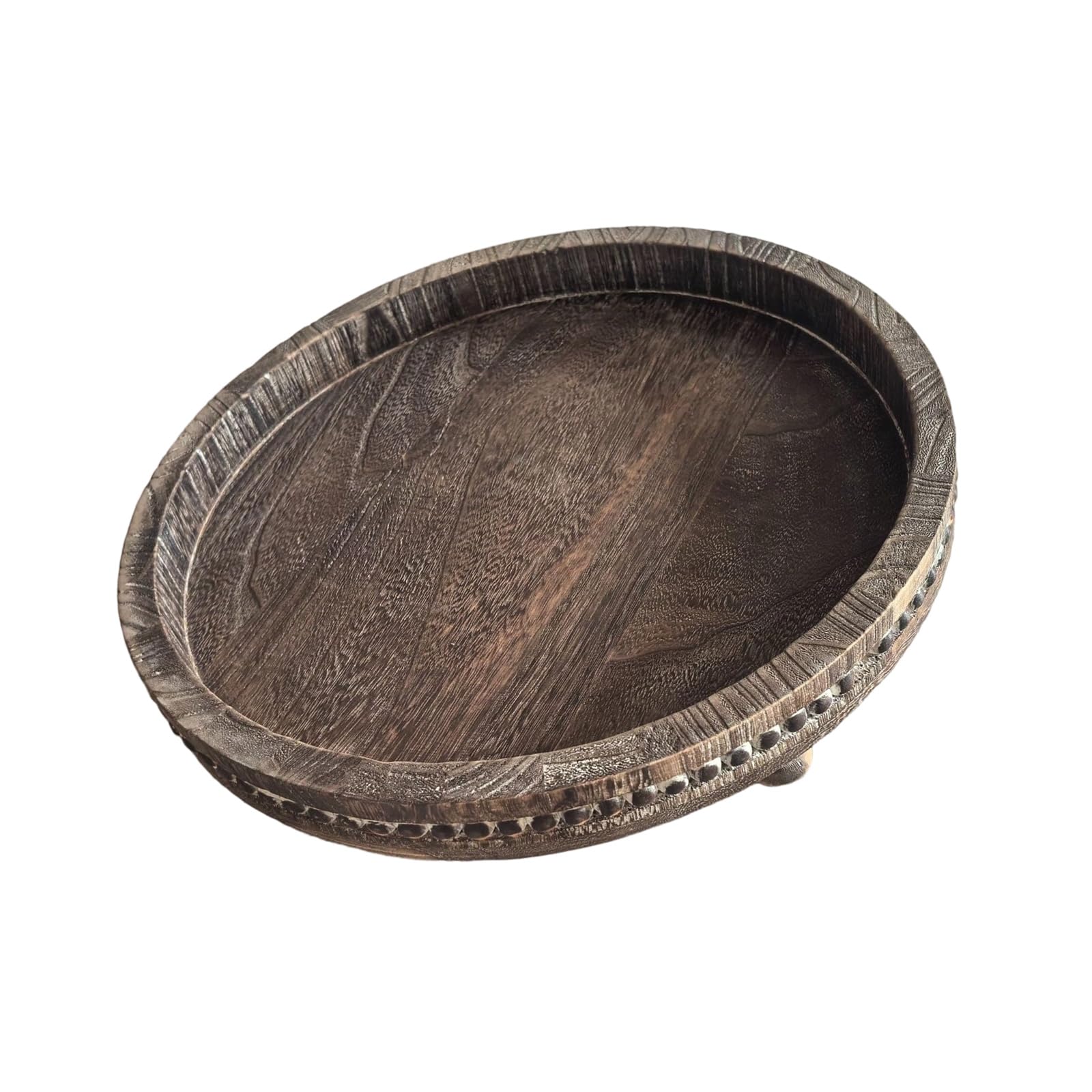 Btgghytr Navy Wooden Serving Tray Featuring Beaded Design Great for Organizing Small Items and Display Decor Entryway Catchall Tray
