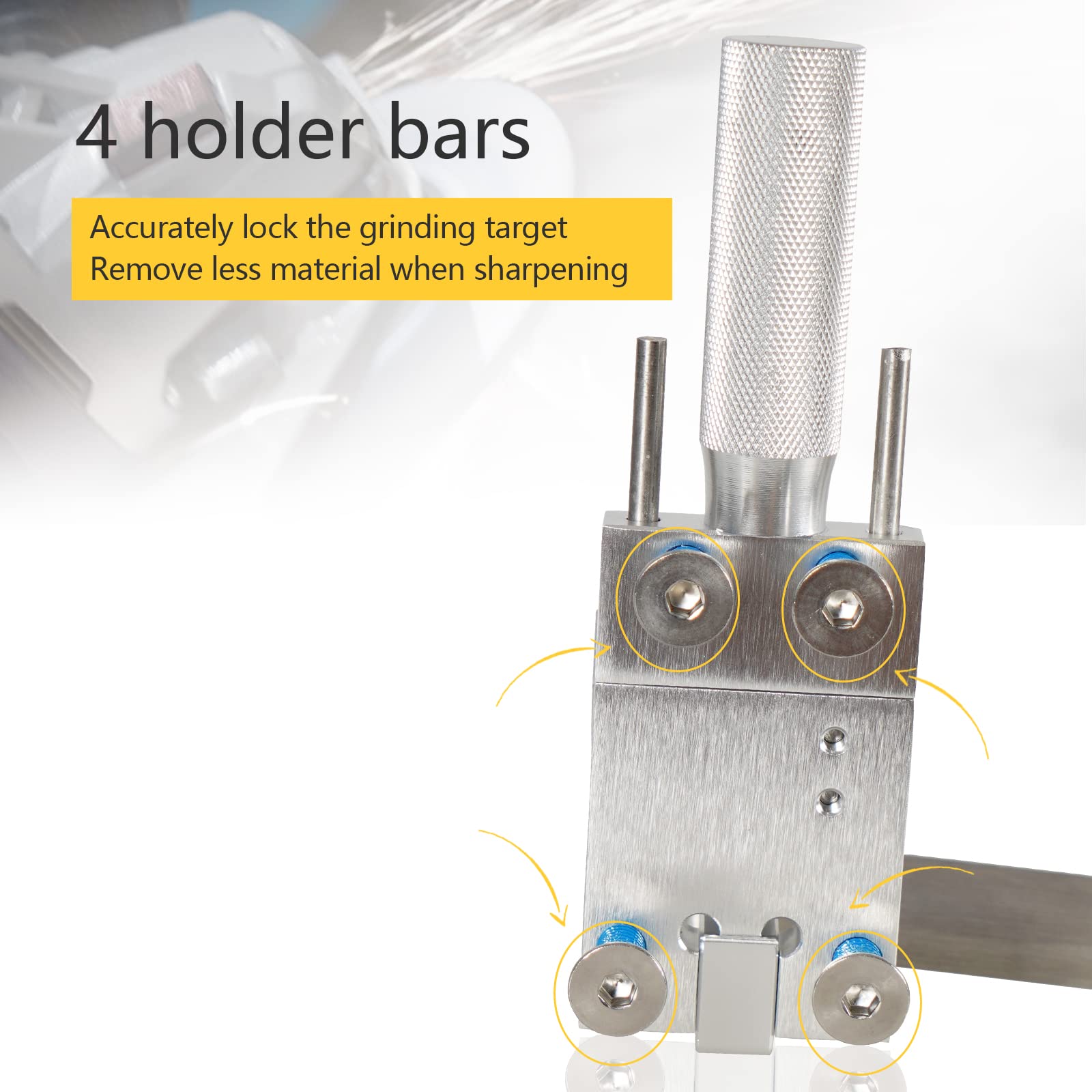 Kit de afilador de cuchillas de cortacésped ajustable de 15 ° - 45 ° para cuchillas de cortacésped de mano derecha e izquierda - Plata