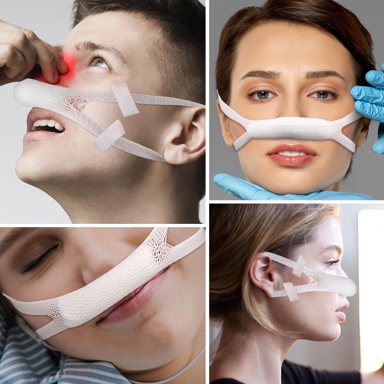 Elastic Nose Bandage 2 Pack with Adhesive Tape - High Absorption Post Surgical Nose Bandage for Rhinoplasty & Septoplasty Recovery,Comfortable External Nasal Dressing Holder for Nose Surgery Aftercare