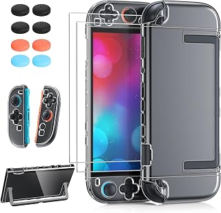FYOUNG Upgrade Switch 2 Protective Case&Screen Protector Set, Dockable Cover Hard Shell for Nintendo Switch 2 2025 Console Accessories,Travel-Friendly,Kickstand Cutouts(Clear, for Switch 2 7.9inch)