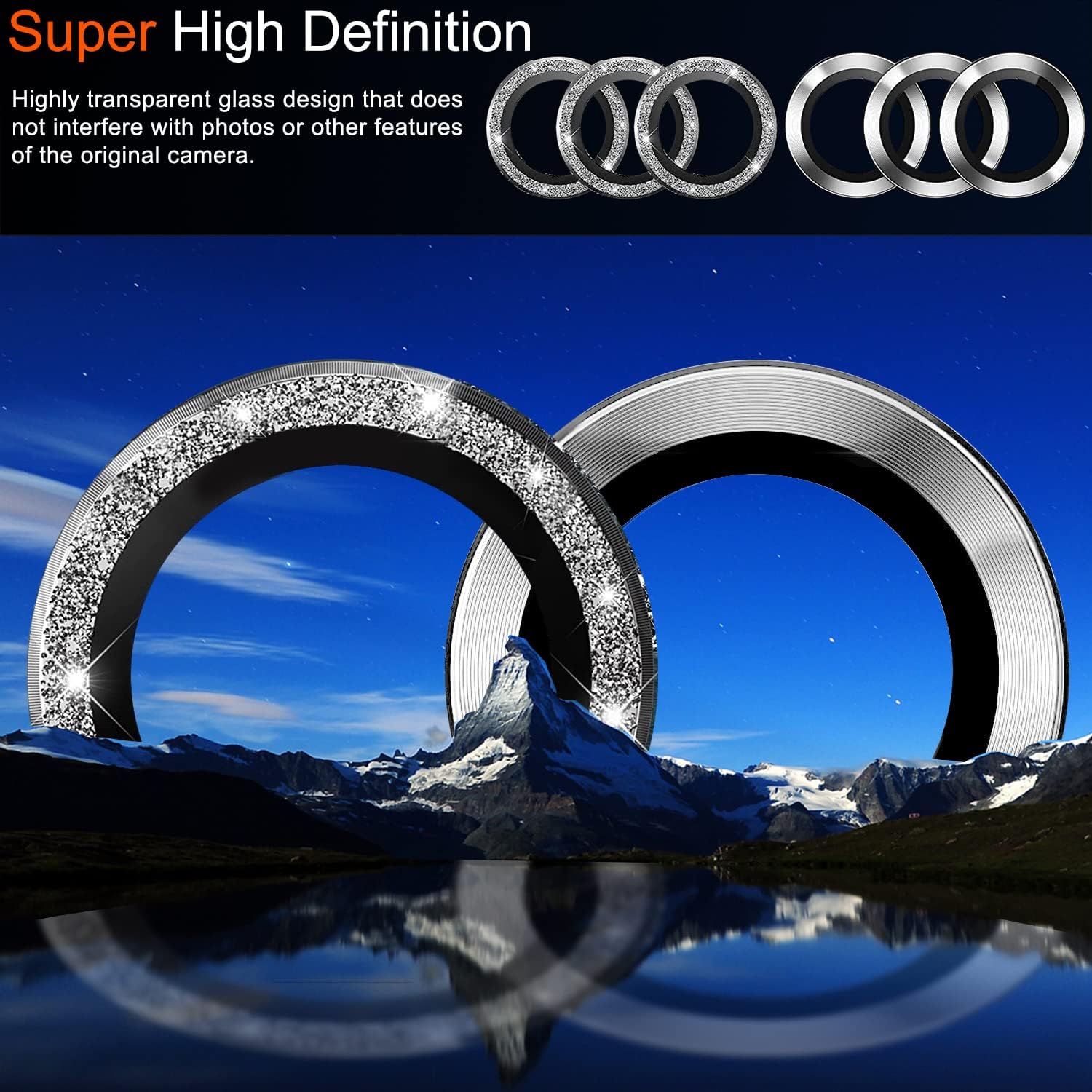 Ferilinso [3+3 Pack] for iPhone 14 Pro & iPhone 14 Pro Max Camera Lens Protector Accessories Camera Cover Titanium Alloy-Space Metal Protection Mounting Base Case Friendly (Silver/Sparkle Silver) : Cell Phones & Accessories