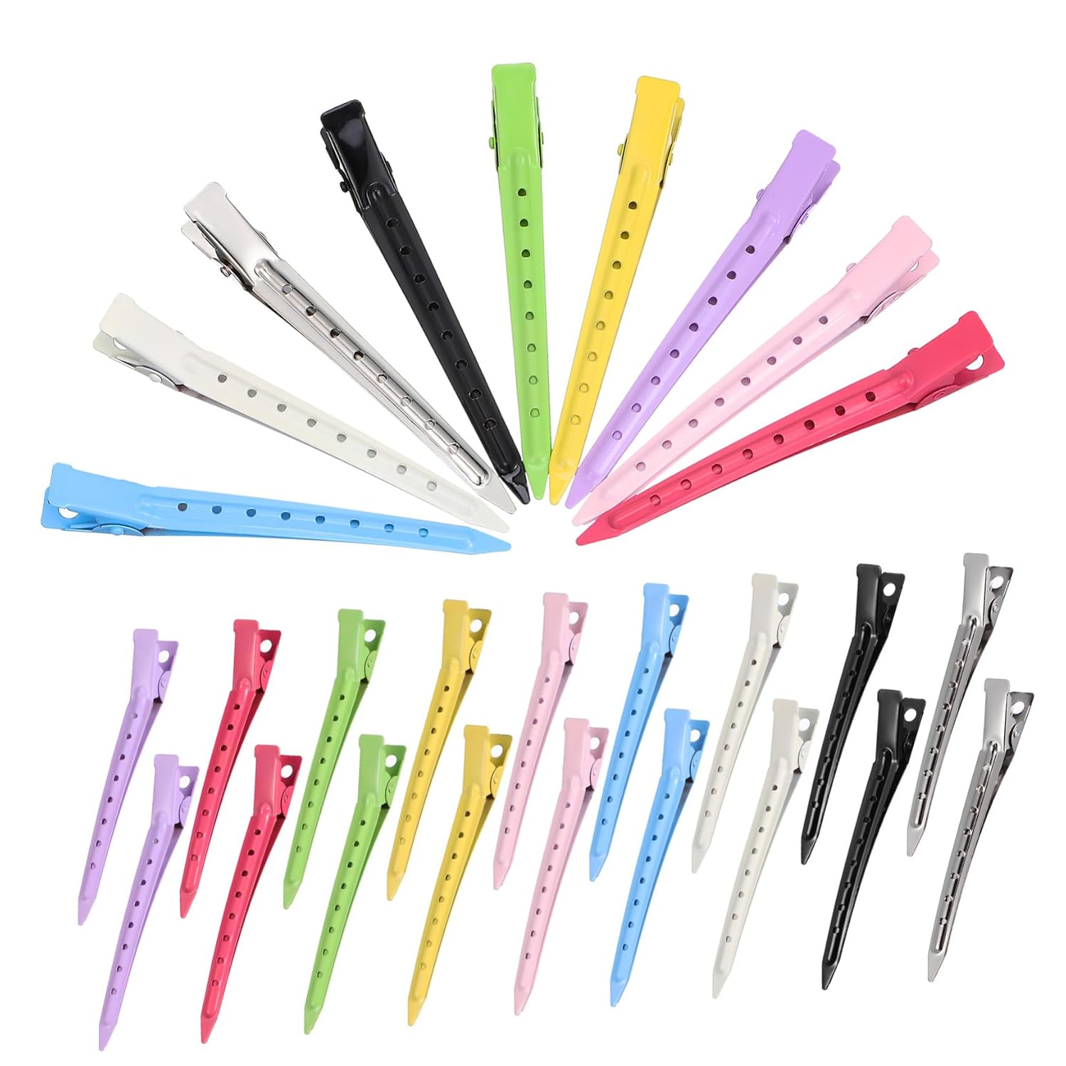 Ipetboom 50pcs No-crease Hair Clips Lightweight Alligator Styling Clips for Hairdressing and Makeup Application Versatile Colors for Salon Use