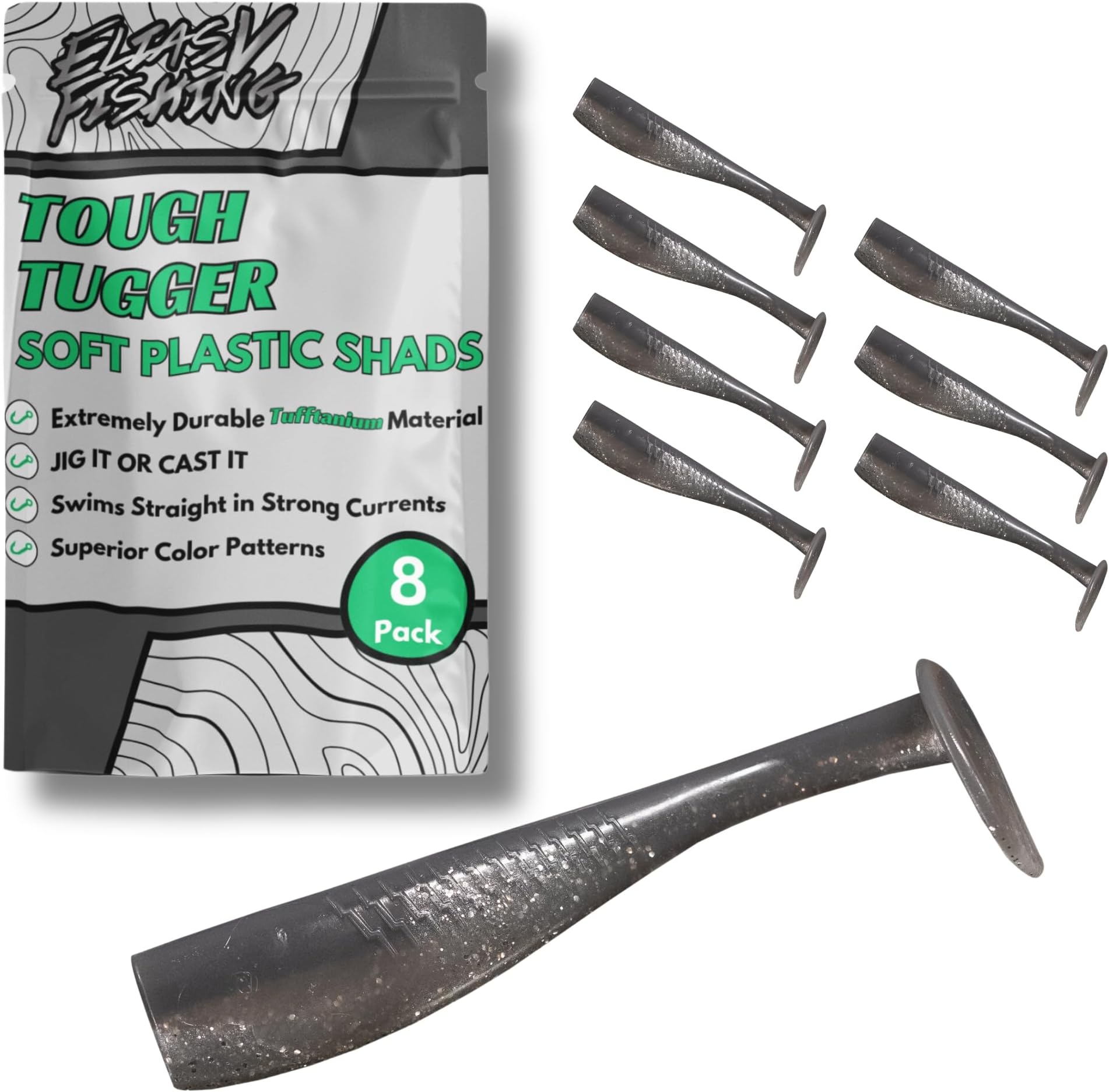 Tough Tugger Paddle Tail Swim Baits, Ultra Durable Soft Plastic Paddletail TuffTanium Swimbaits, Durable Swim Baits for Bass Fishing, Toughest Baits