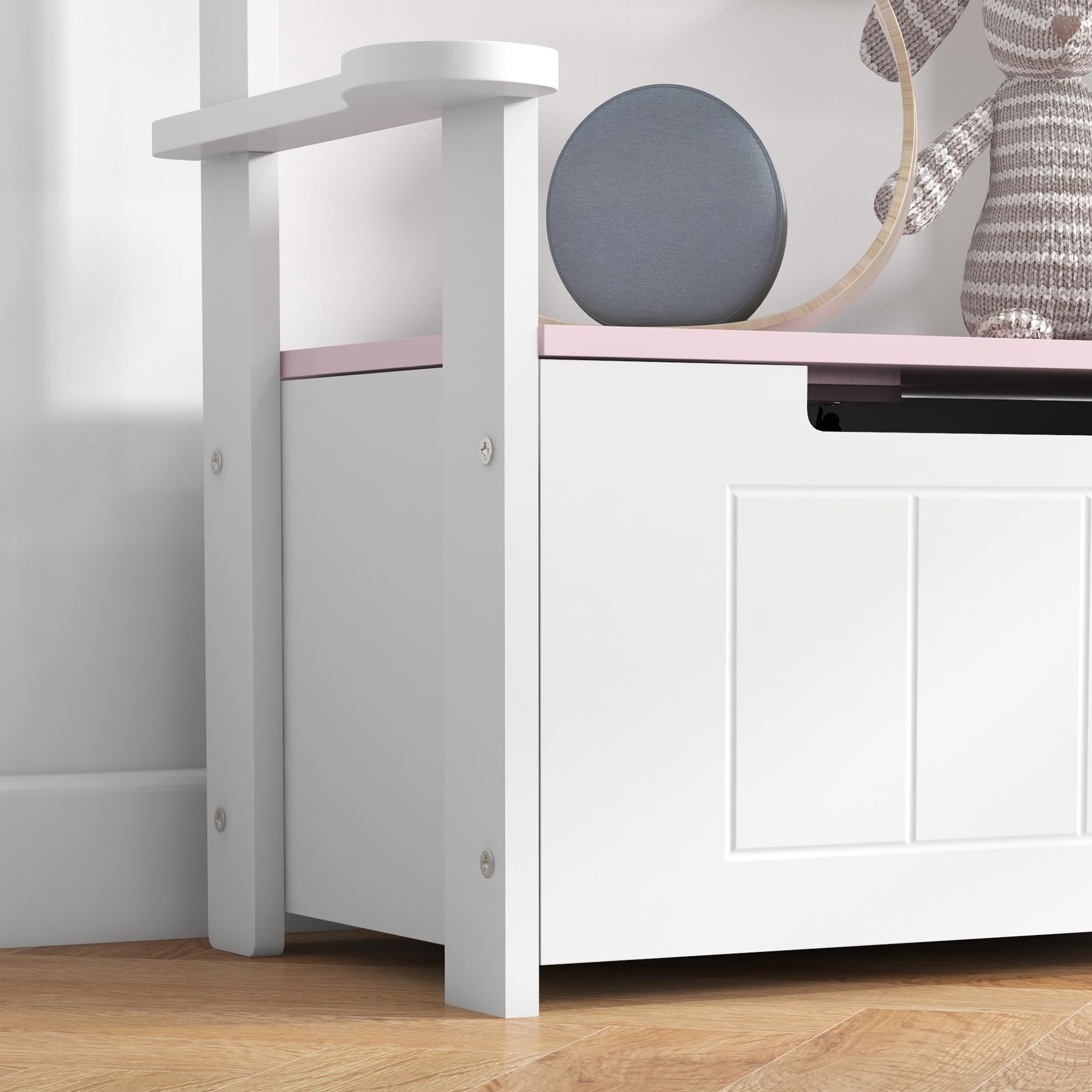 AIYAPLAY Spielzeugkiste, 2 in 1 Spielzeugaufbewahrungstruhe Kinder mit Deckel, Große Spielzeugaufbewahrung Organizer Bank für Schlafzimmer, Kinderzimmer, Spielzimmer, Rosa