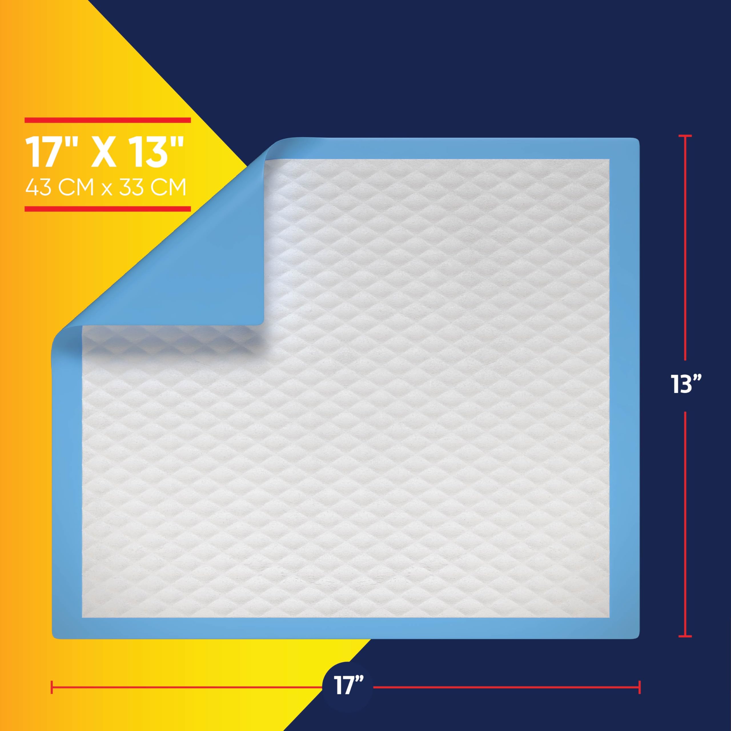 Paquete de 100 cambiadores desechables para bebés de 17 x 13 pulgadas, almohadillas superabsorbentes para incontinencia, resistentes y ultra absorbencia médica, forros impermeables para cambiar