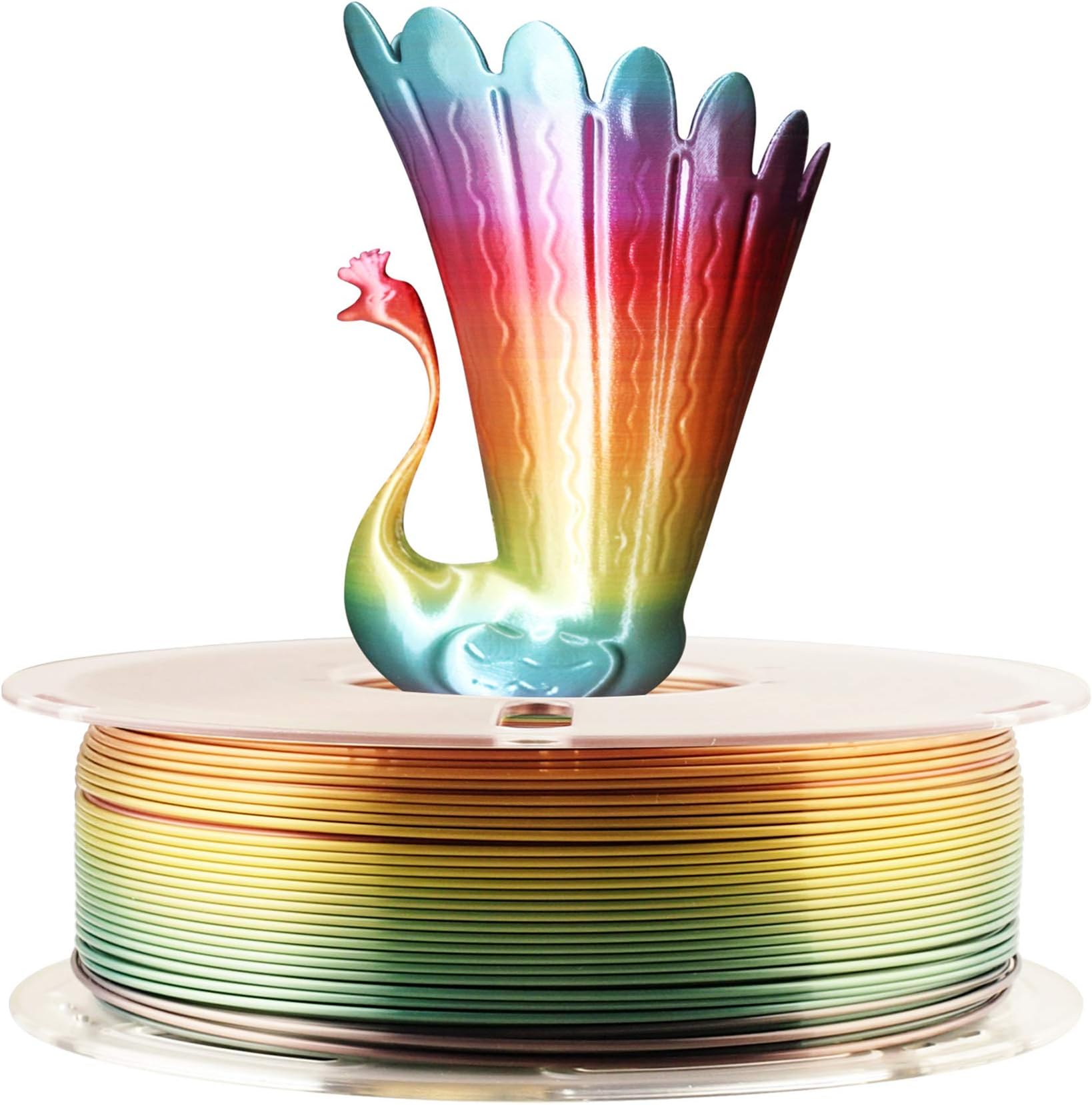 Silk Shiny Fast Color Gradient Change Rainbow Multicolored 3D Printer PLA Filament - 1.75mm 3D Printing Material 1kg 2.2lbs Spool, Widely Compatible for FDM 3D Printe by TTYT3D