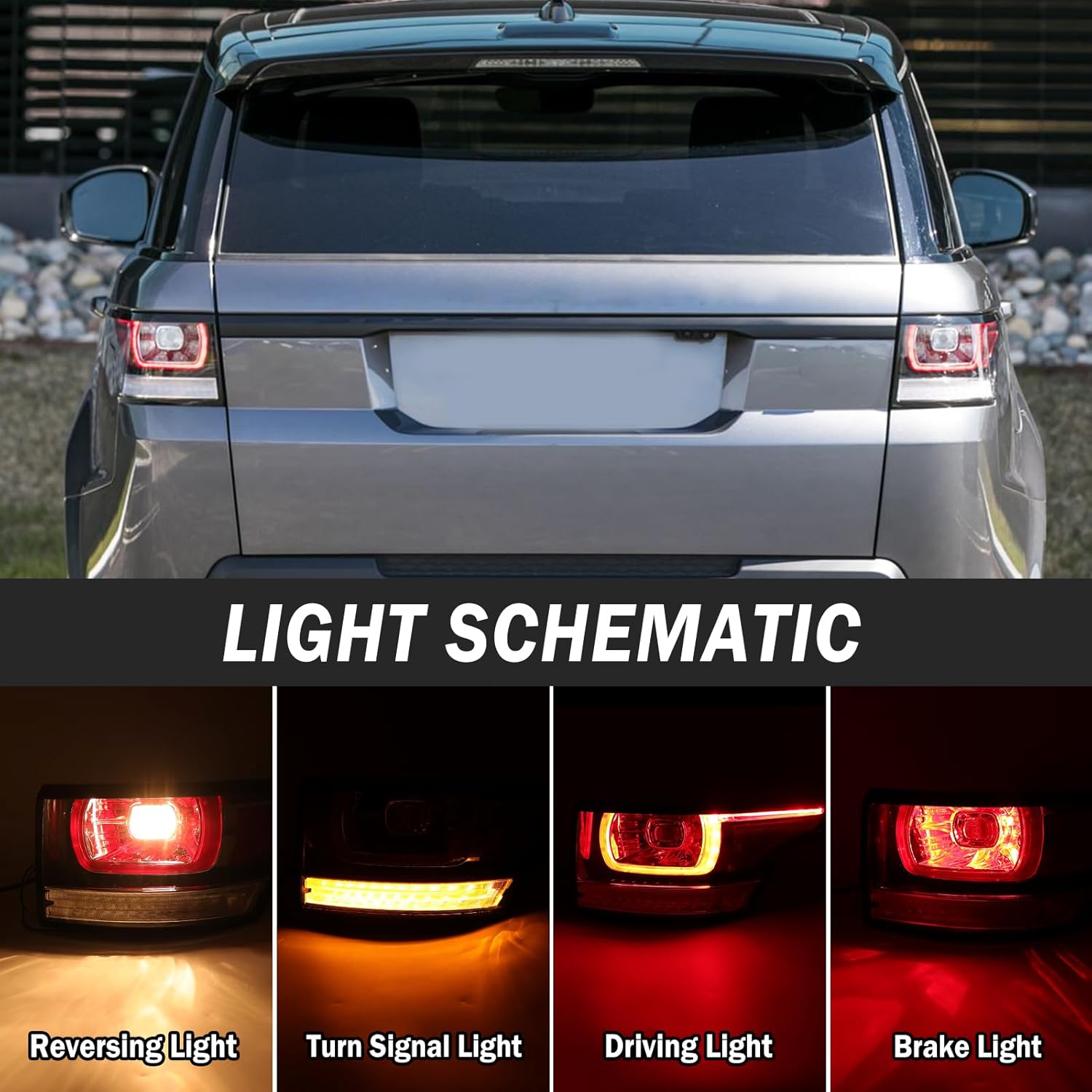 Tail Light For Range Rover Sport L494 2014 2015 2016 2017 Passenger Side Clear Rear Lamp Brake Light LR061588-B (Right)