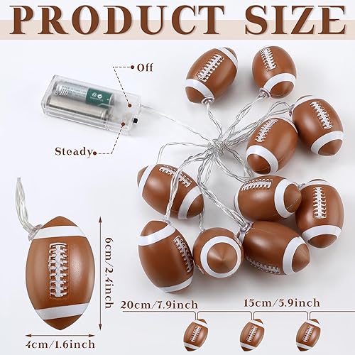 Miniatura 3 de Bencailor Guirnalda de luces para decoración de fútbol de 4.92 pies, temática deportiva, decoración de habitación, tira de luces de fútbol con 10