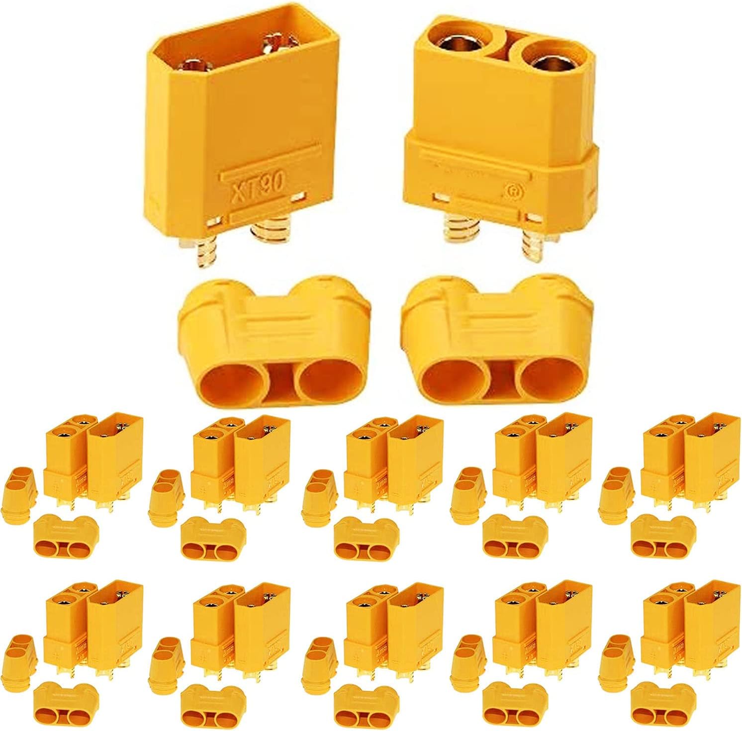 RUNCCI-YUN 20Pcs XT90H Male Female Bullet Connectors, XT90 Battery Connectors for RC Lipo Battery(10pcs XT90H Male Connector & 10pcs XT90H Female Connector)