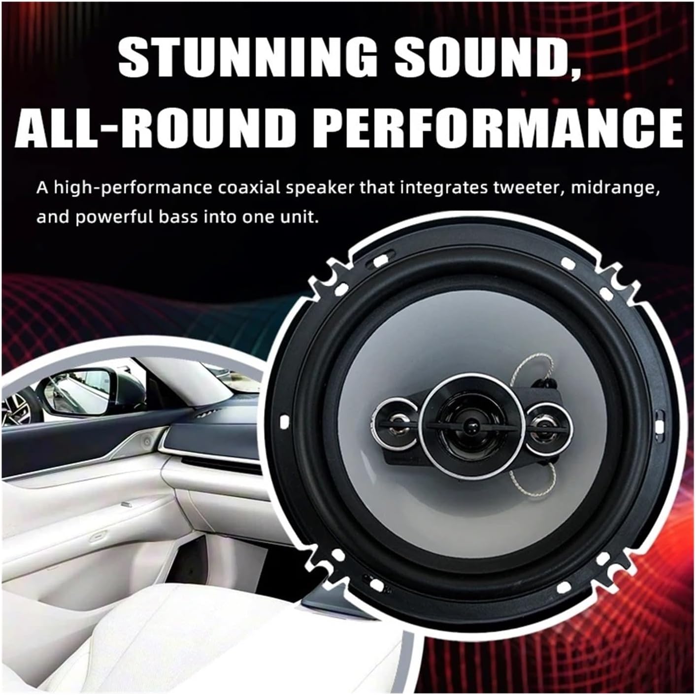 2PCS 6 Inch HiFi Car Coaxial Speaker 1300W (2 * 650W) Automotive Audio Subwoofer Music Stereo 12V Full Range Frequency Car Woofer