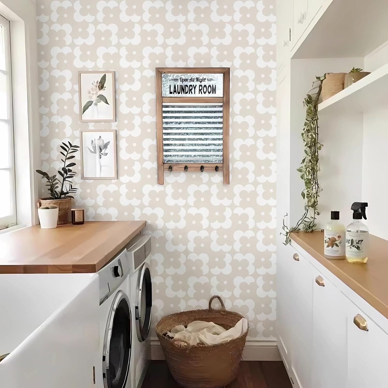 Ismoon Geometric Peel and Stick Wallpaper Boho Begie Contact Paper 17.3''x393'' Neutral Wallpaper Renter Friendly Removable Self-Adhesive Wall Paper for Bedroom Kitchen Wall Decor Vinyl