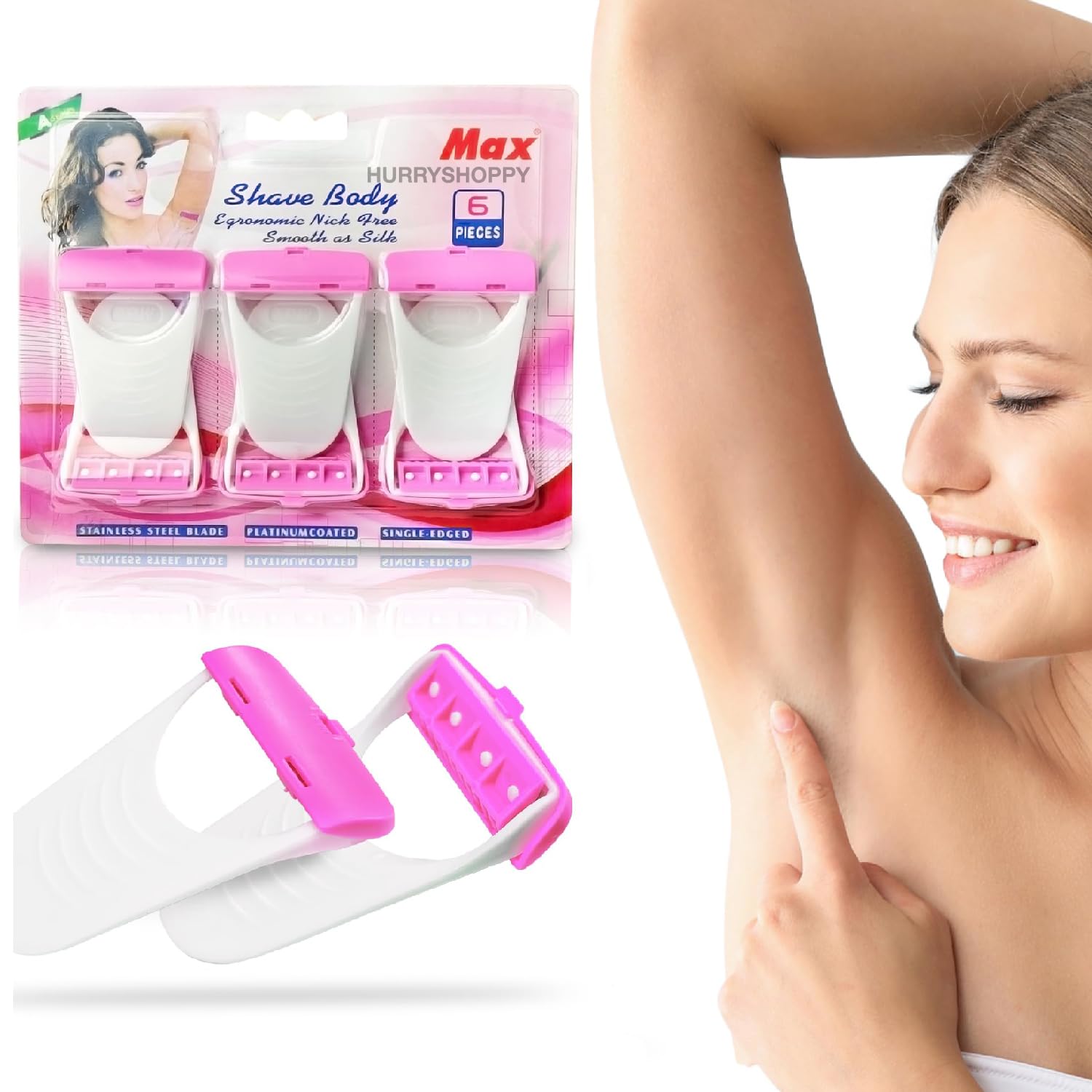 HURRYSHOPPY 6 Pcs Disposable Razor for Woman Man Sensitive Skin Private Part Double Blade Hair Removal Body Shaver & Bikini Shaving Razor Hair Remover Razors for Women Girls Smooth & Hassle-free-image-47