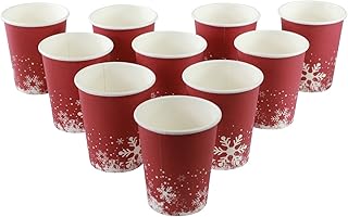 GOLDBEARUK Festive Themed Red Snowflake Paper Party Cups Pac