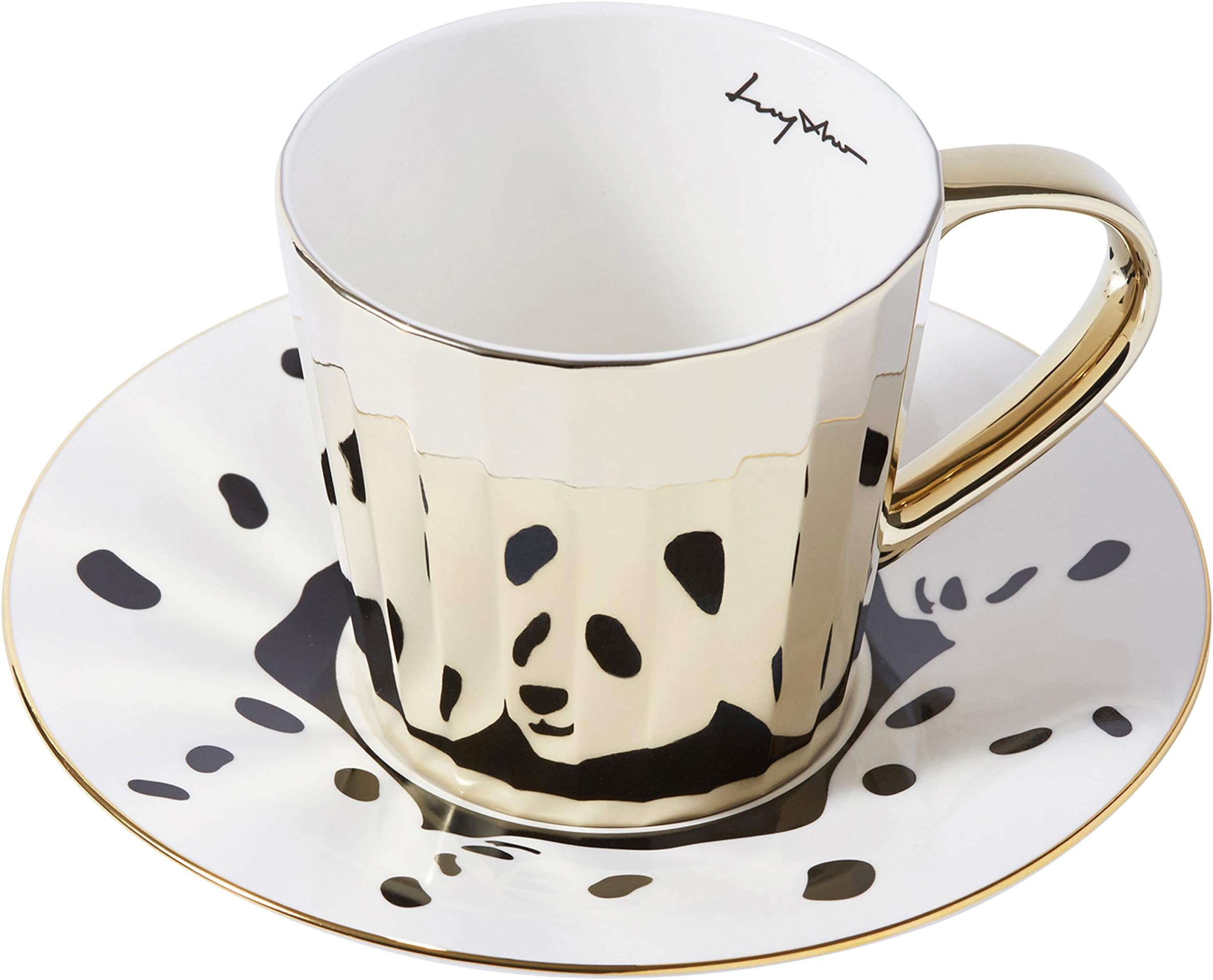 [UK] Luycho Angled Mirror Cup & Saucer Panda Dalmatian_330ml