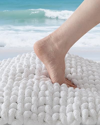Miniatura 8 de DEXI Alfombras de baño de 17 x 30 pulgadas, antideslizantes, lavables, de felpilla de lujo, súper absorbentes, gruesas, para suelo de ducha,