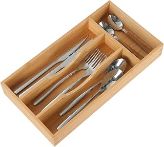 Bamboo Kitchen Drawer Organizer,7 Inch Silverware Utensil Holder Small | Natural Bamboo，7 Inch for Samll Drawer, Compact Silverware Organizer for Cutlery Knives, Durable, Easy to Clean, Space Saving