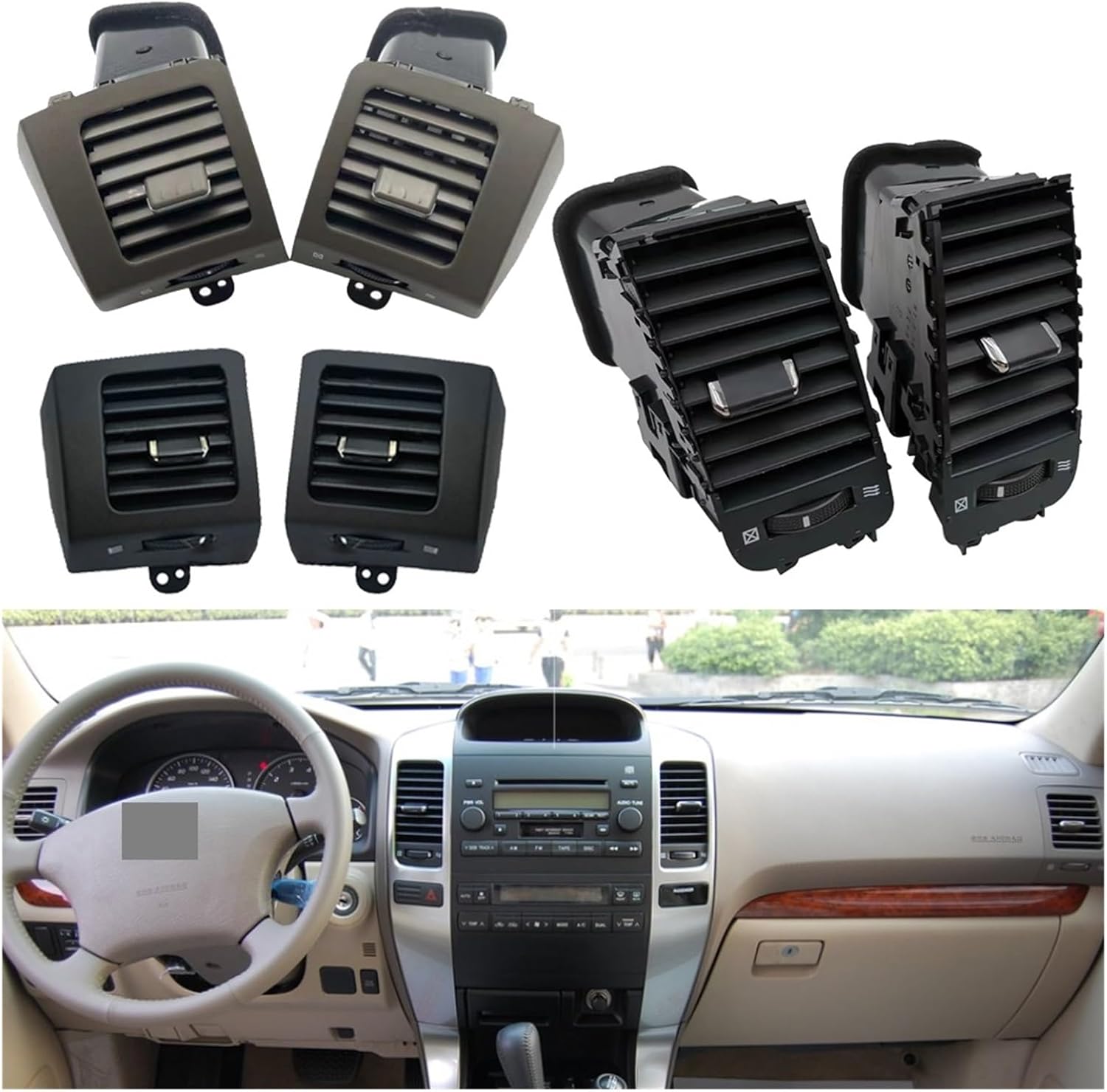 Compatible With Land Cruiser Prado 120 | Compatible With Toyota Lexus GX470 2003-2009 A/C Air Vents Plate Dashboard Panel(Middle 2pcs)
