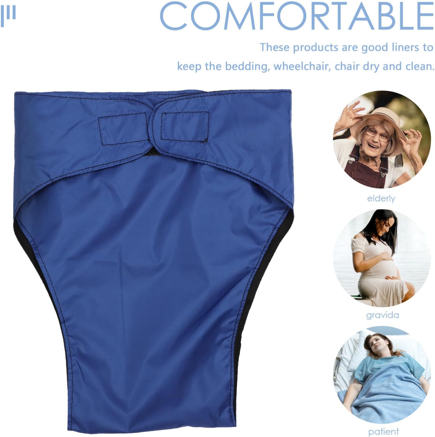 2pcs Adult Cloth Diapers Adjustable Waterproof Breathable Blue