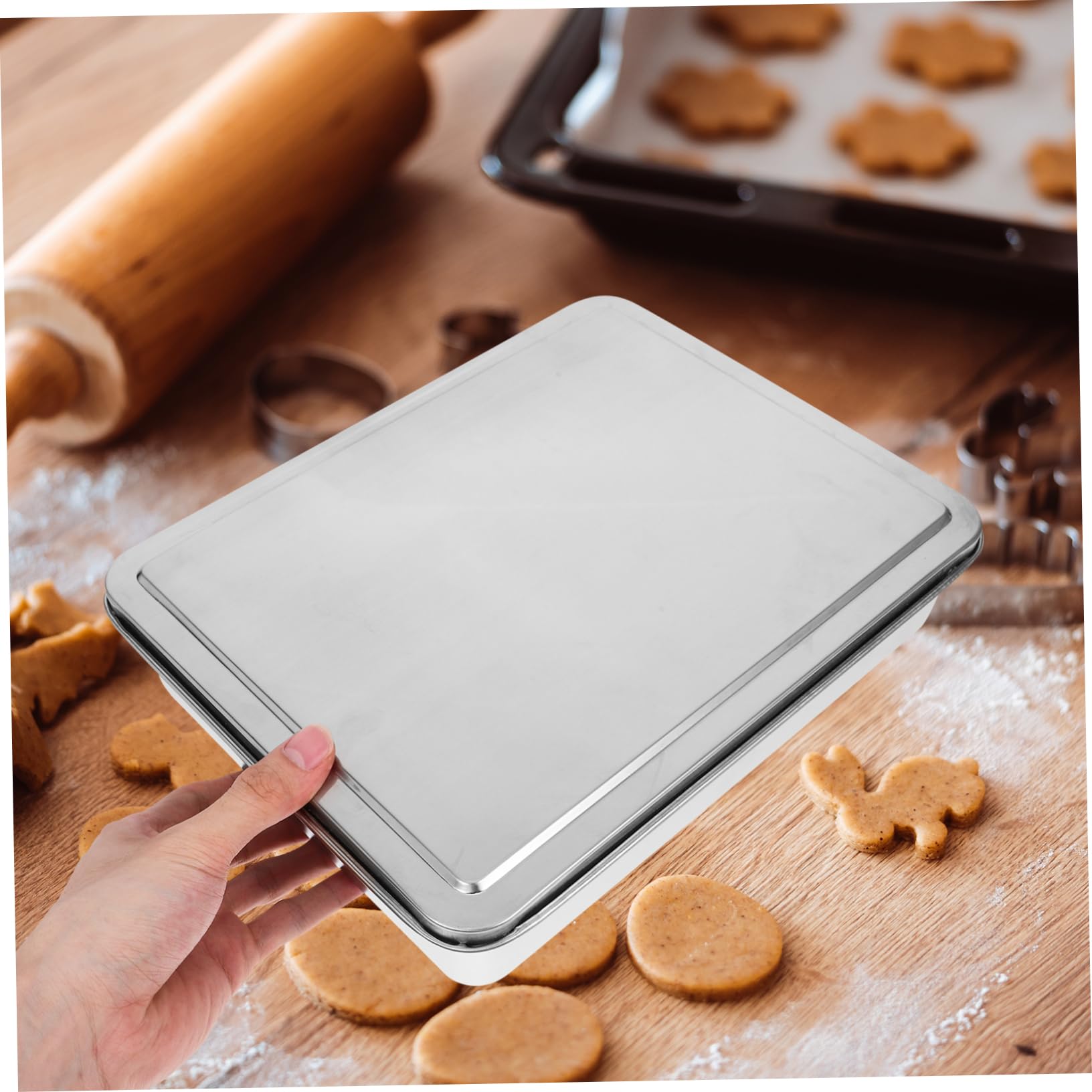 Molde para Pastel de Acero Inoxidable con Gran Capacidad, Bandeja para Horno Rectangular Adecuado para Panadería y Tienda de Pasteles