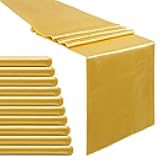 B-COOL Gold Table Runner Satin Table Runners Table Runners 10 Packs 12x108 inch Silk Smooth Fabric for Baby Shower Wedding Party Decorations