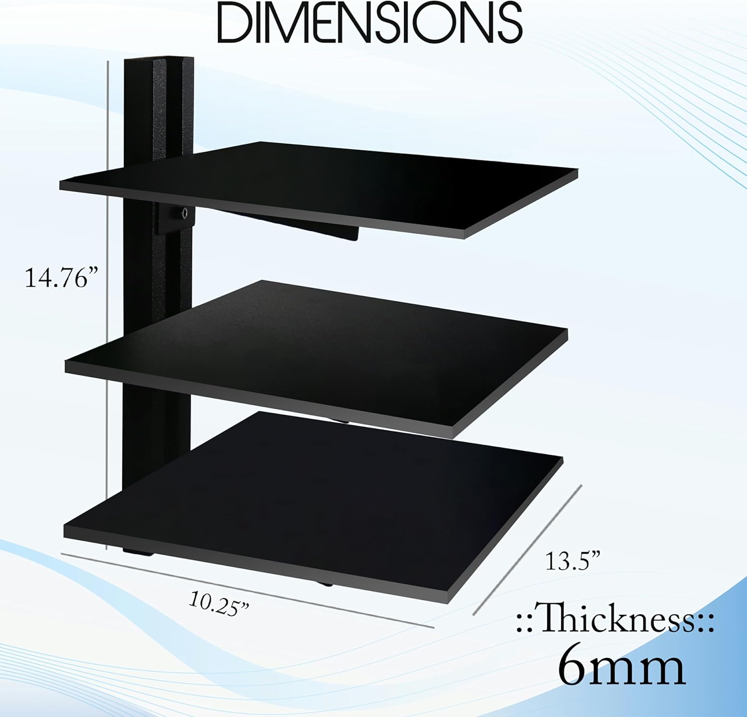 FEBTECH Floating TV Shelf for Wall – Under TV Shelf for Cable Box, Soundbar, and Accessories – Wall Mounted Audio-Video Shelving Stand, TV Top for Under TV Setup