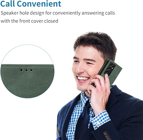 Miniatura 7 de ZZXX Funda tipo cartera para Samsung Galaxy S21 Ultra con tarjetero y función atril, de piel suave, magnética, plegable, para Samsung Galaxy S21