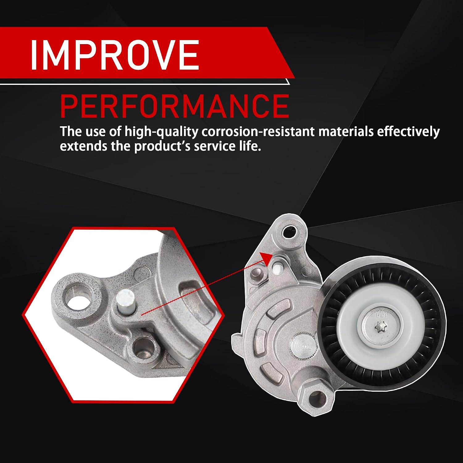 Belt Tensioner Assembly with Pulley Compatible with 13-18 Nissan