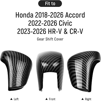 Gear Shift Cover Compatible with Honda Accord 2018-2024 for Honda Civic 2022-2025 for Honda CRV HRV 2023 2024 2025 Accessories Carbon Fiber Sports Style Shift Knob Cover Trim Protector