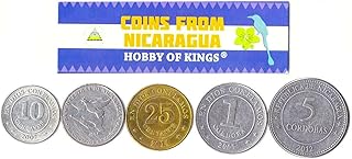 Nicaragua 5 Mixed Coins | 10 Centavos to 5 Cordobas | Nicaraguan Currency Since 1991