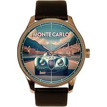 Vintage Monte Carlo 1960s Jaguar Monaco Racing Art Solid Brass Collectible Men's Dress Watch