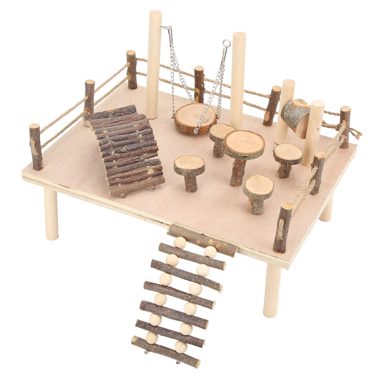 Set da Gioco per Criceti in Legno Naturale per Piccoli Animali Domestici Che Si Arrampicano e Masticano in Legno di Melo 35x26x17 Cm