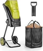 SEYVUM 15-Amp Electric Wood Chipper Shredder, 1.8" Cut, 21:1 Reduction, 45L Bag, Portable Mulcher for Branches & Yard Waste