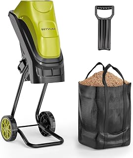 SEYVUM 15-Amp Electric Wood Chipper Shredder, 1.8" Cut, 21:1 Reduction, 45L Bag, Portable Mulcher for Branches & Yard Waste