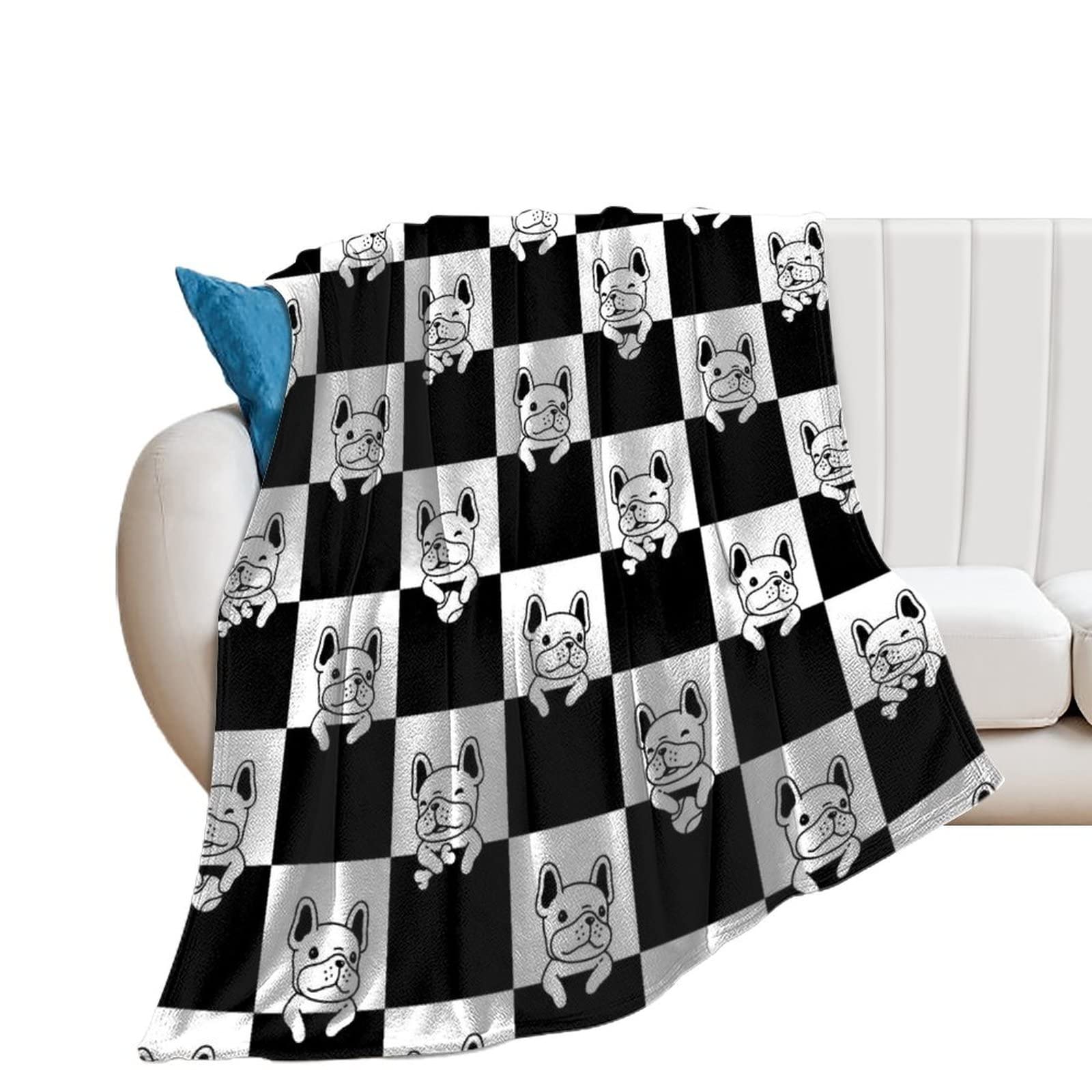 Couverture Polaire Chien Couverture Décorative Flanelle pour Lit Canapé 150×200cm