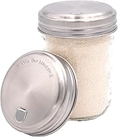 Vista 5 de Tapas de acero inoxidable para dispensación de azúcar, estilo retro, para tarros Mason (paquete de 2, boca ancha)