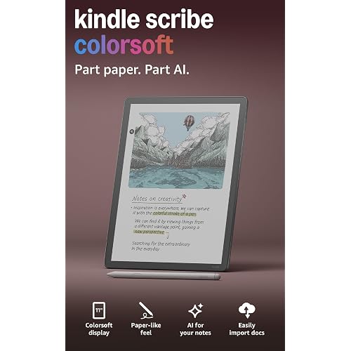 Amazon Kindle Scribe Colorsoft 64GB (newest model) — 11” paper-like color display with front light — One notebook to replace them all — Write in notebooks, docs, and books. Pen included - Graphite