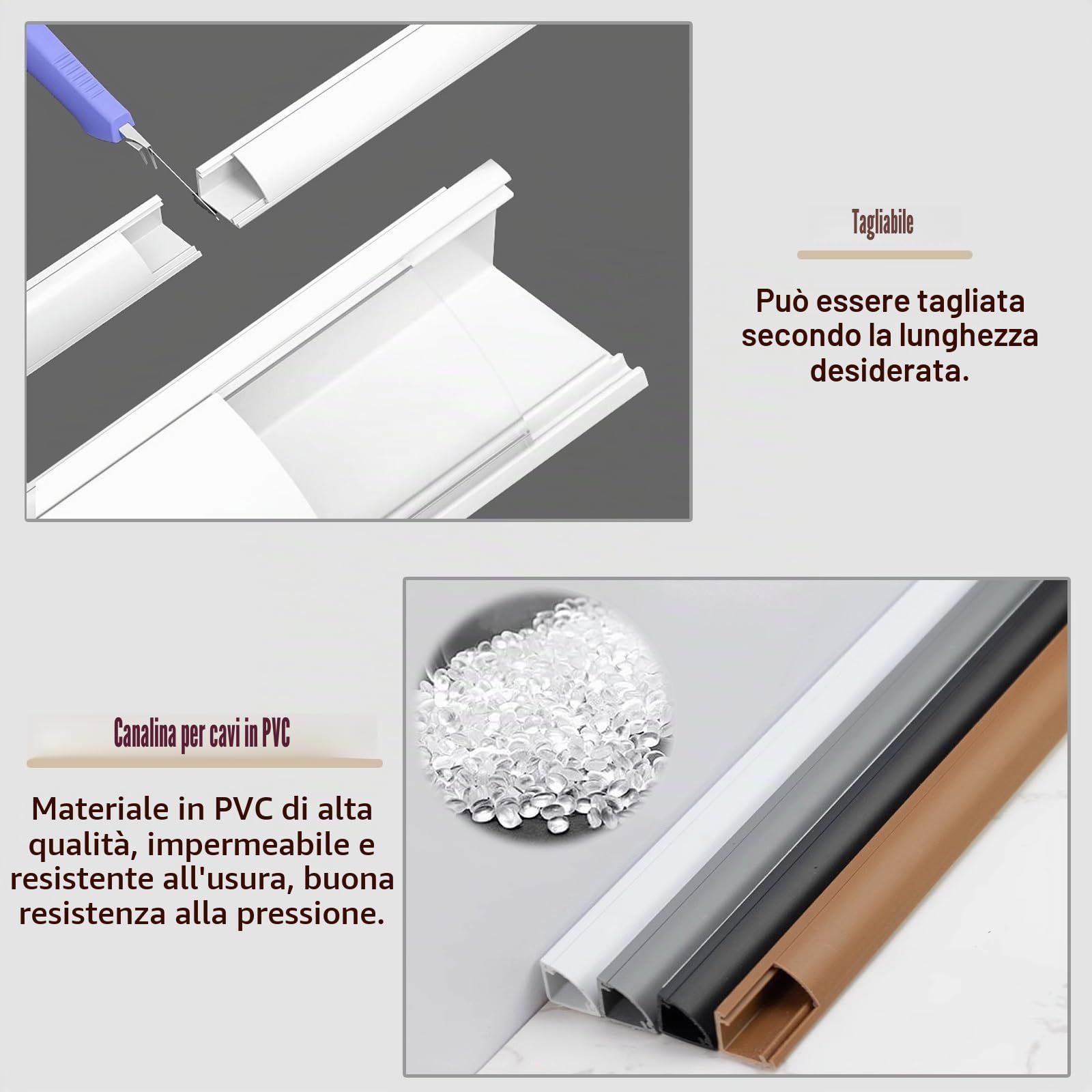 canalina passacavi Spegnicavi angolare/Tracciacavi, canalina copricavi autoadesiva per battiscopa a parete, soffitto, canaletta per cavi in ​​moquette per pavimento in PVC per la casa(White,20x20mm(7/