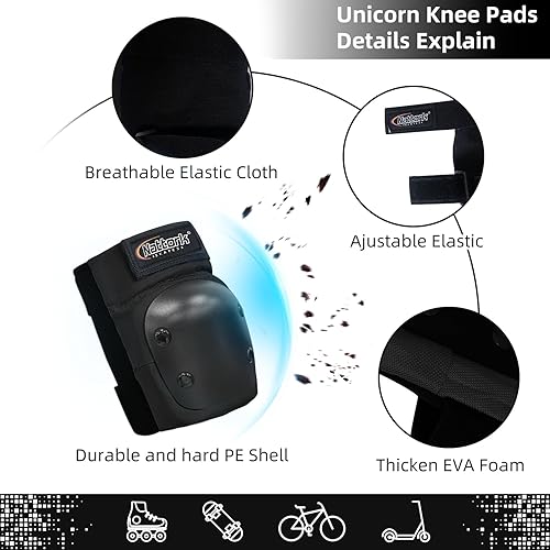 Miniatura 14 de Nattork Rodilleras para niños y jóvenes, rodilleras y coderas con muñequeras 6 en 1, juego de equipo de protección para monopatín, patines en línea