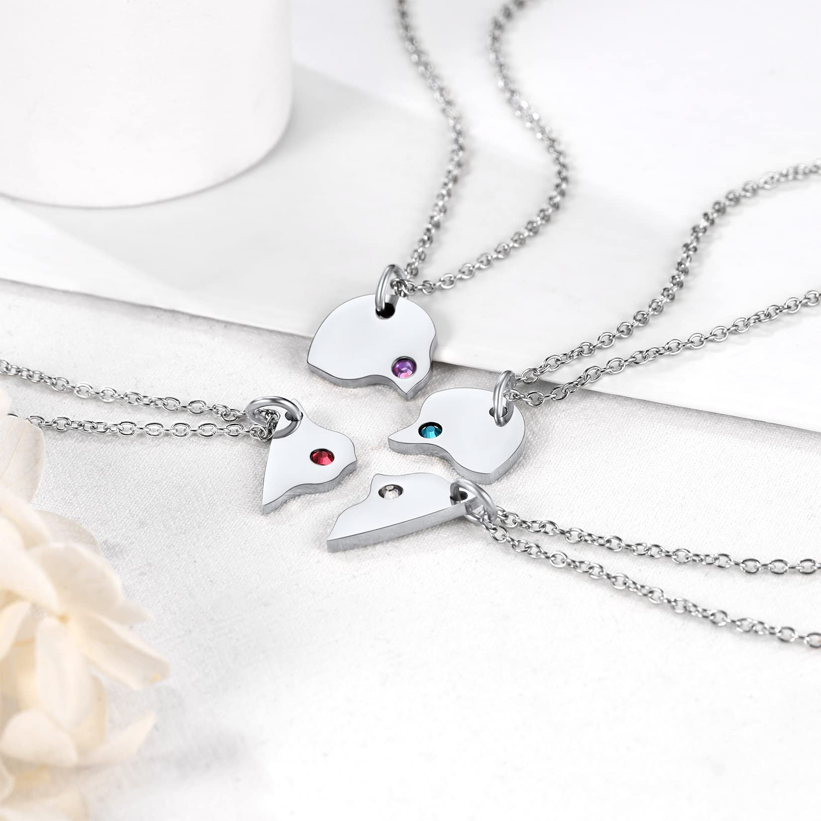U7 Corazón Collar Puzzle Geométrico Rompecabezas, Collar Personalizable Acero Inoxidable 316L para Parejas y Familia y Mejores Amigas, 2/3/4/5/6/7/8 Piezas, Joyería DIY con Nombres Grabados