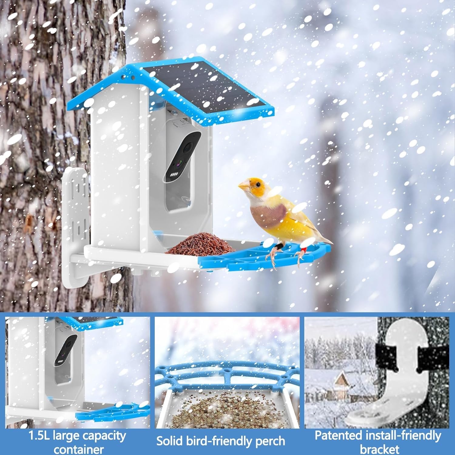 Comedero Inteligente For Pájaros con Cámara, Captura Automática, Grabación De Vídeos De Aves Y Notificaciones Instantáneas De Aplicaciones, Comedero For Pájaros, For Amantes De Las Aves