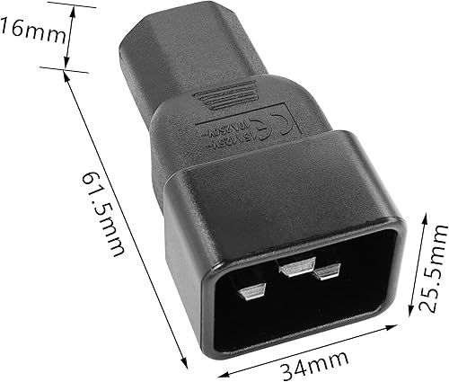 Miniatura 6 de GINTOOYUN IEC320 C13 a C20 Adaptador de corriente Convertidor de CA 15A a 10A Hembra C13 a Macho C20 Adaptador de enchufe de alimentación para